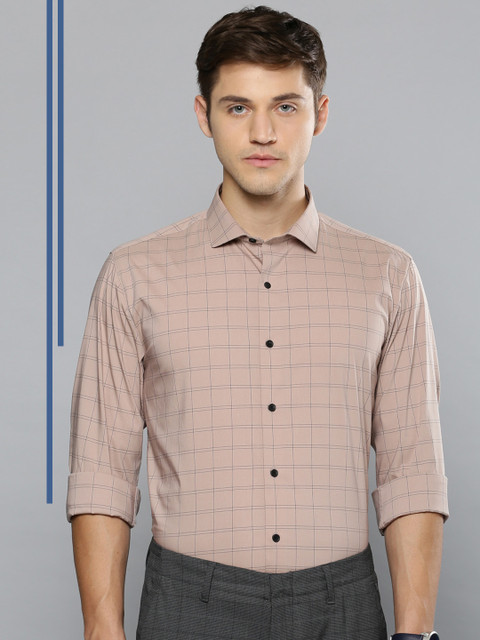 

Louis Philippe Ath.Work Men Beige & Black Slim Fit Checked Smart Casual Shirt