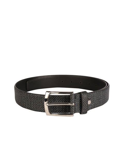 

Peter England Men Charcoal Grey Solid Leather Belt