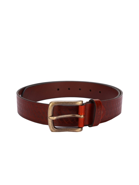 

Peter England Men Brown Textured Leather Belt