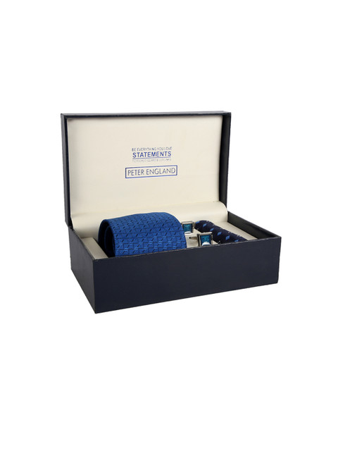 

Peter England Men Blue & Silver-Toned Accessory Gift Set