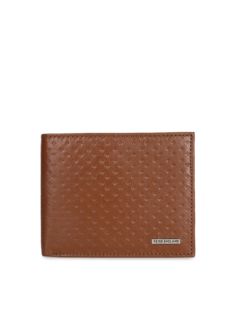 

Peter England Men Brown Self Design Leather Two Fold Wallet