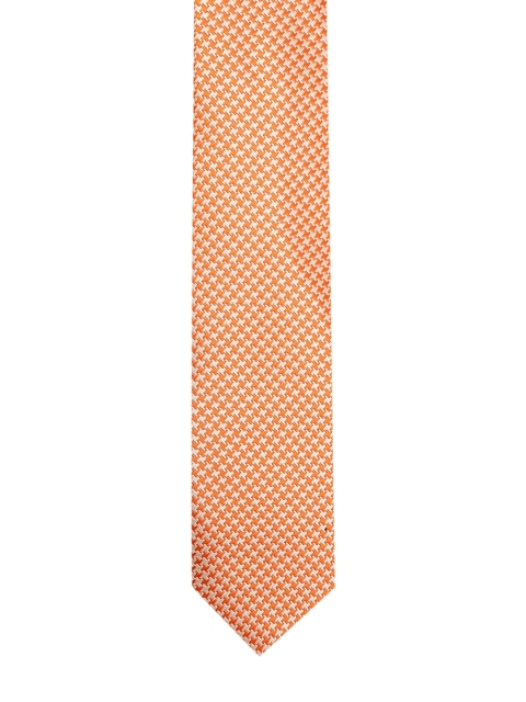 

Peter England Orange & Off-White Woven Design Broad Tie