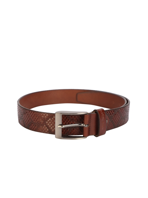 

Peter England Men Brown Leather Textured Belt