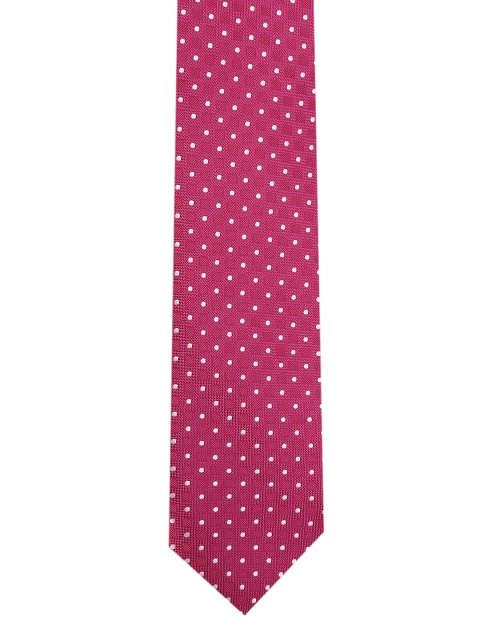 

Peter England Magenta & White Woven Design Broad Tie