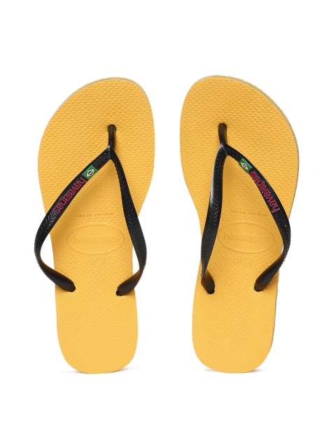 

Havaianas Women Sl Brasil Black Yellow Solid Thong Flip-Flops