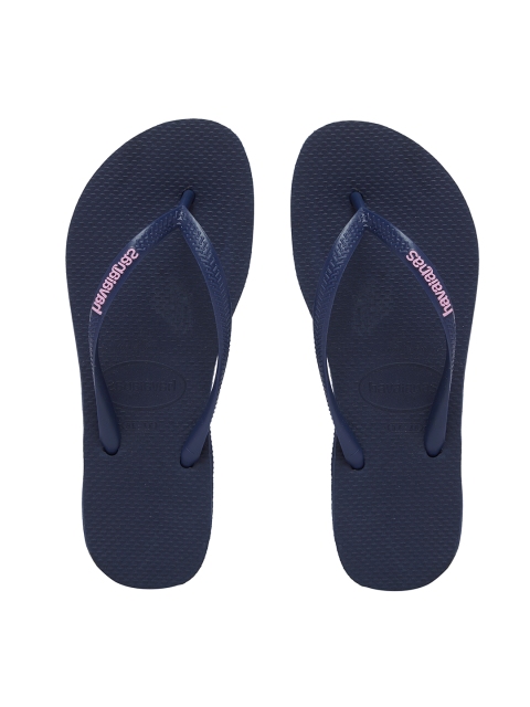 

Havaianas Women Sl LOGO Pop-up Navy Blue Solid Thong Flip-Flops
