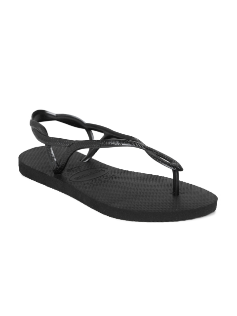 

Havaianas Women Luna Black Solid T-Strap Flats