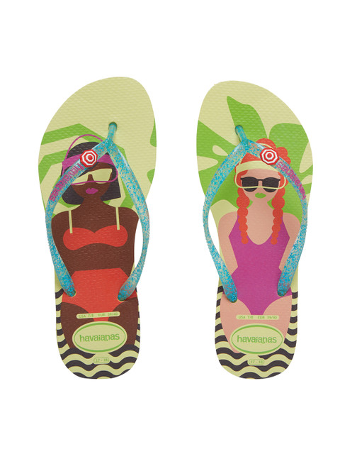 

Havaianas Women Slim Cool Yellow Printed Thong Flip-Flops, Blue