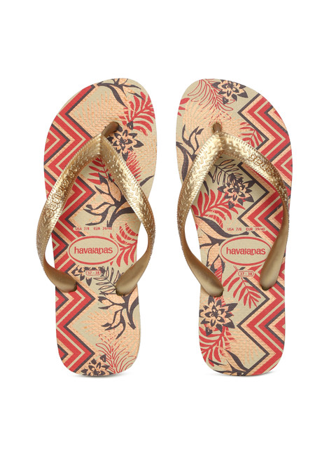 

Havaianas Women Top Spring Red Printed Thong Flip-Flops, Gold