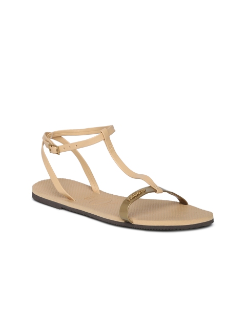 

Havaianas Women You Belize Beige Open Toe Flats, Gold
