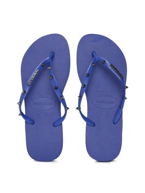 

Havaianas Women Sl. Hardware Blue Solid Thong Flip-Flops