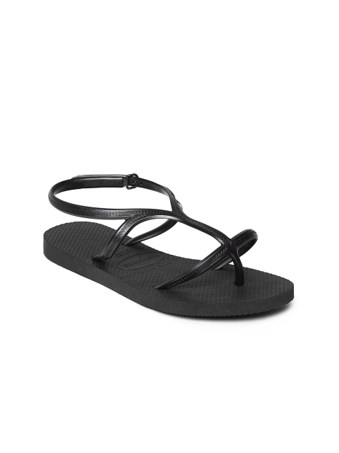 

Havaianas Women Allure Black Solid T-Strap Flats