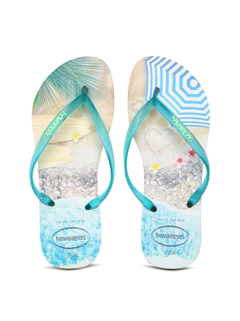 

Havaianas Women Slim Paisage Turquoise Blue Thong Flip-Flops