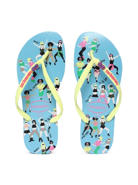 

Havaianas Women Slim Cool Blue Printed Thong Flip-Flops, Yellow