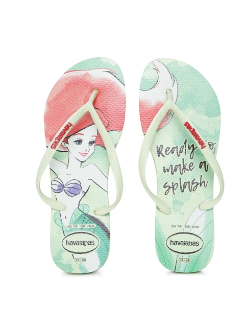 

Havaianas Women Slim Princesas Sea Green Printed Thong Flip-Flops