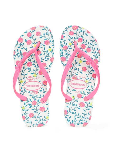 

Havaianas Women Slim Romance Pink White Printed Thong Flip-Flops