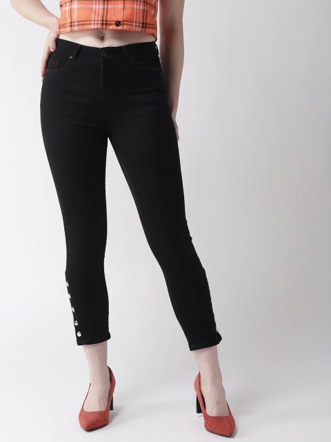 

Madame Women Black Skinny Fit Mid-Rise Clean Look Stretchable Cropped Jeans