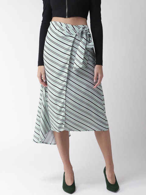 

Madame Women Green & Black Striped Wrap Skirt