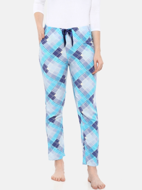 

Kanvin Women Blue Checked Pyjamas MJKSS192V