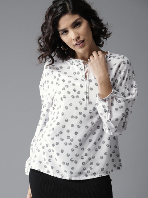 

Moda Rapido Women White & Black Printed Top