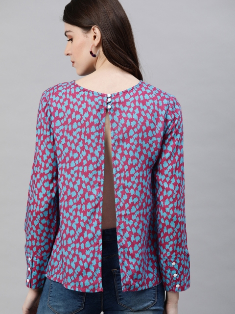 

Moda Rapido Women Pink Printed Styled Back Top