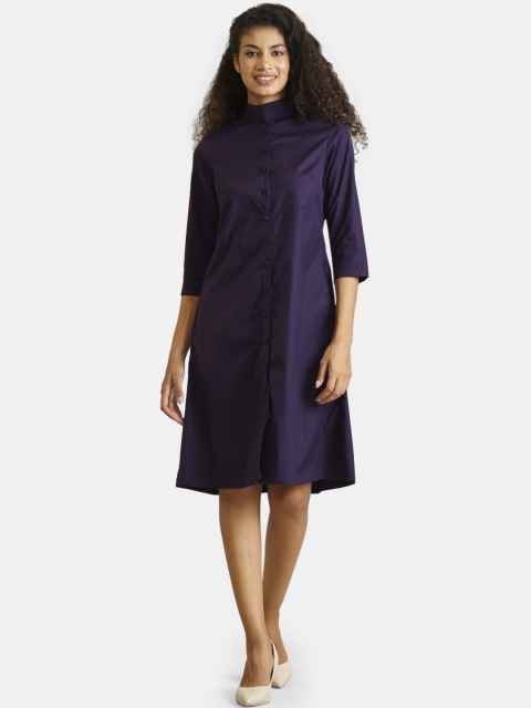 

FableStreet Women Purple Solid Shirt Dress