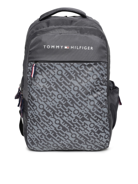 

Tommy Hilfiger Unisex Grey Typography Backpack