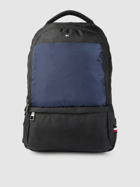 

Tommy Hilfiger Unisex Navy Blue & Black Colourblocked Backpack