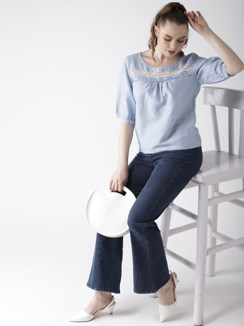 

Marks & Spencer Women Blue Self Design Top