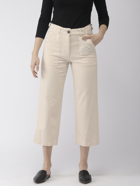 

Marks & Spencer Women Cream-Coloured Regular Fit Solid Culottes