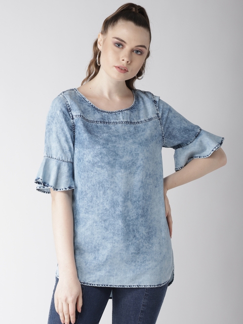 

Marks & Spencer Women Blue Chambray Washed Top