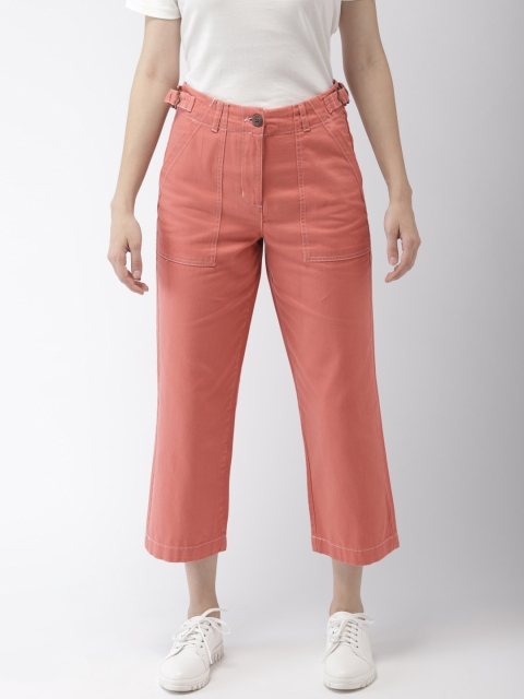 

Marks & Spencer Women Coral Pink Regular Fit Solid Regular Cropped Trousers