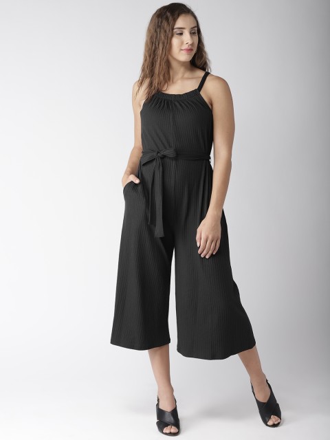 

Marks & Spencer Black Self-Striped Culotte Jumpsuit