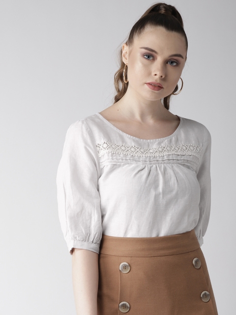 

Marks & Spencer Women Off-White Self-Striped Top