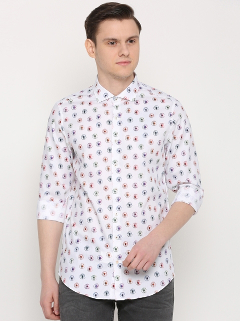 

SIMON CARTER LONDON Men White Slim Fit Printed Casual Shirt