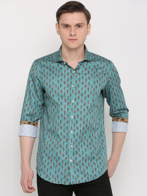 

SIMON CARTER LONDON Men Green Slim Fit Printed Casual Shirt