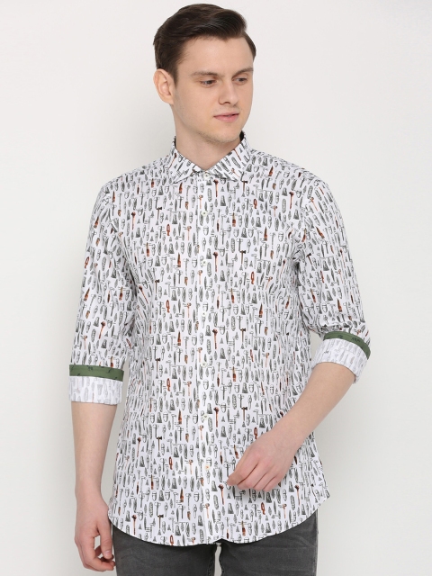 

SIMON CARTER LONDON Men White Regular Fit Printed Casual Shirt