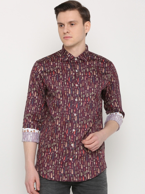 

SIMON CARTER LONDON Men Maroon Slim Fit Printed Casual Shirt