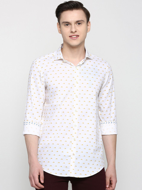 

SIMON CARTER LONDON Men White Slim Fit Printed Casual Shirt