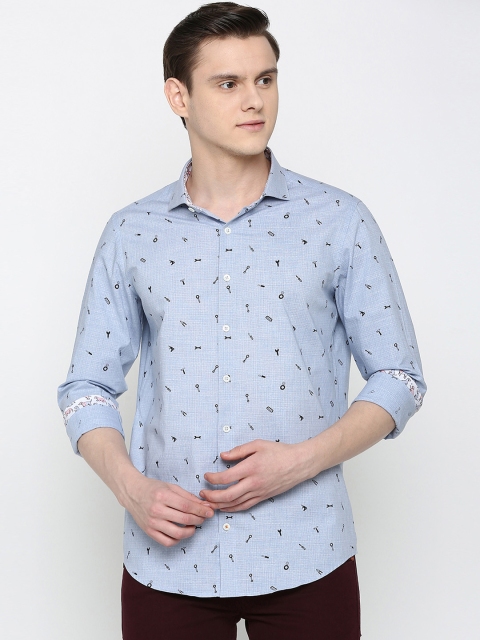 

SIMON CARTER LONDON Men Blue Slim Fit Printed Casual Shirt