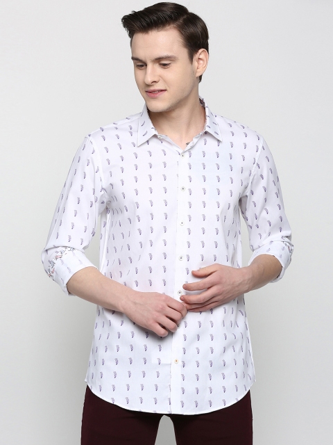 

SIMON CARTER LONDON Men White Slim Fit Printed Casual Shirt