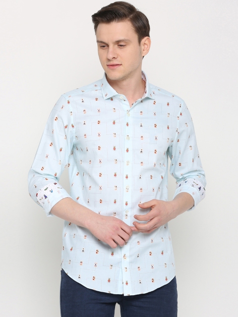 

SIMON CARTER LONDON Men Blue Slim Fit Printed Casual Shirt