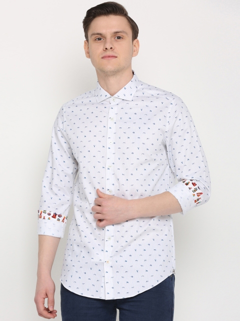 

SIMON CARTER LONDON Men White Slim Fit Printed Casual Shirt