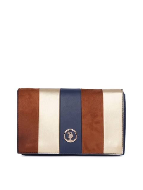 

U.S. Polo Assn. Women Blue & Brown Colourblocked Sling Bag
