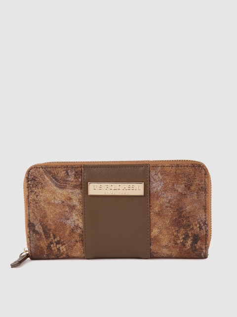 

U.S. Polo Assn. Women Women Brown Printed Zip Around Wallet
