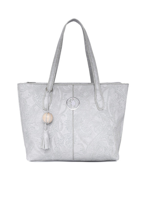 

U.S. Polo Assn. Women Silver-Toned Self Design Shoulder Bag