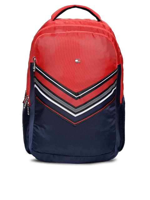 

Tommy Hilfiger Unisex Red & Navy Blue Colourblocked Backpack