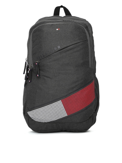 

Tommy Hilfiger Unisex Black, Grey & Red Solid Backpack