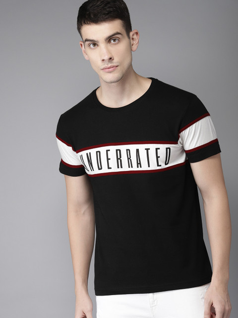 

Moda Rapido Men Black Printed Round Neck T-shirt