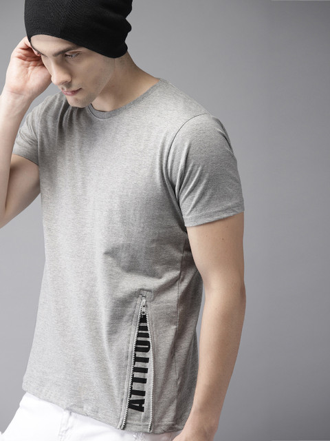 

Moda Rapido Men Grey Printed Round Neck T-shirt